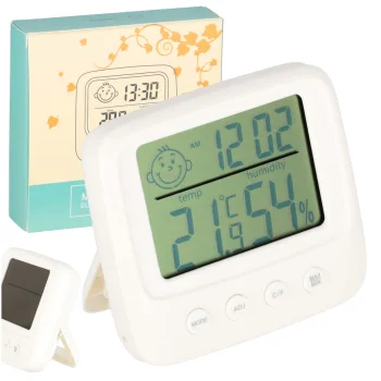 Digital Indoor Thermometer and Hygrometer with Clock and Alarm