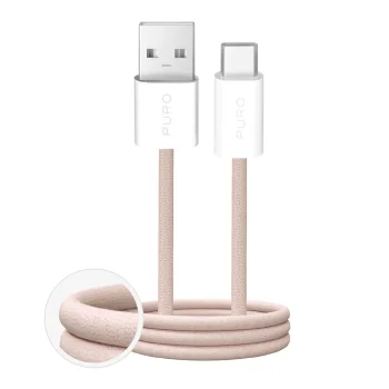 Puro Fabrik 10W Braided USB-A to USB-C Cable 1.5m, Beige