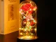 Enchanted Eternal Rose in Glass Dome with RGB LED Lights, Unique Gift for Her, Red