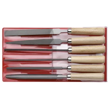 GEDORE red Key File Set with Wooden Handle, 6-Piece, 177 mm