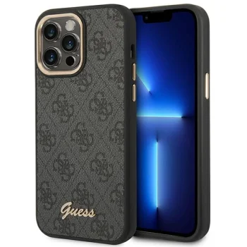Guess iPhone 14 Pro Max Case 4G Vintage Gold Logo, Black