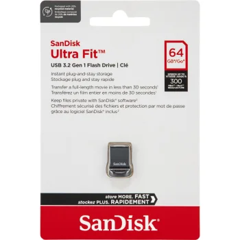 SanDisk Cruzer Ultra Fit 64GB USB 3.2 Gen 1 Flash Drive SDCZ430-064G-G46, Black