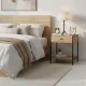 Industrial Nightstand with Drawer and Shelf ModernHome Bedside Table, Light Oak