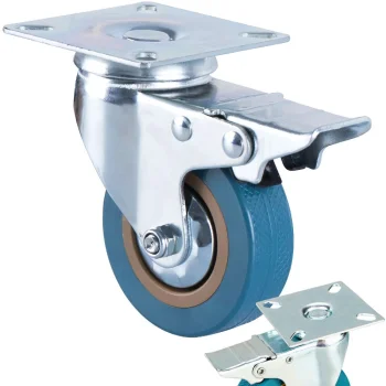 Swivel Caster Wheel with Brake (4 inch / 100mm), Metal/Plastic, Blue