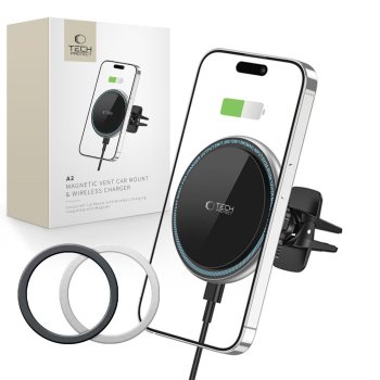 Tech-Protect A2 Car Phone Holder with MagSafe 15W Inductive Charger Air Vent - Black