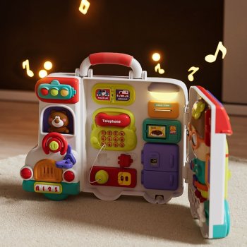 Montessori Busy Board Bus for Toddlers with Lights and Sounds