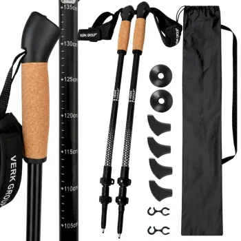 Adjustable Nordic Walking and Trekking Poles, Black