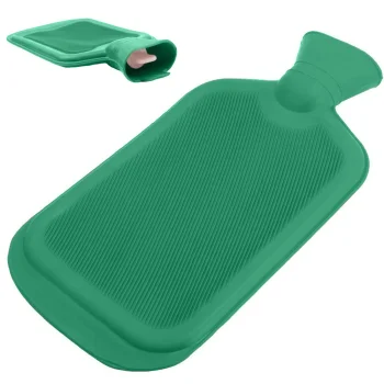 Rubber Hot Water Bottle, Heating Pad, Warmer, Water-Filled Bag 2L, Green