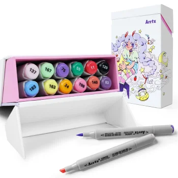 ARRTX Oros Double-Sided Alcohol Marker Pens, 12 Pastel Colours