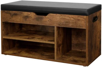 Multistore Loft Shoe Cabinet with Storage Seat Rustic Brown