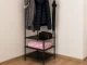 Corner Hall Tree with Shoe Shelves, Metal Coat Rack Stand for Entryway