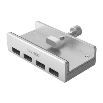 Orico MH4PU Clamp-Mounted 4-Port USB-A 3.0 Hub, Silver