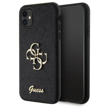 Guess iPhone 11 / XR Case Glitter Script Big 4G, Black