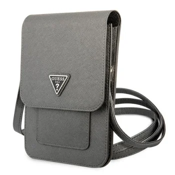 Guess Saffiano Triangle Smartphone Bag & Wallet, Gray