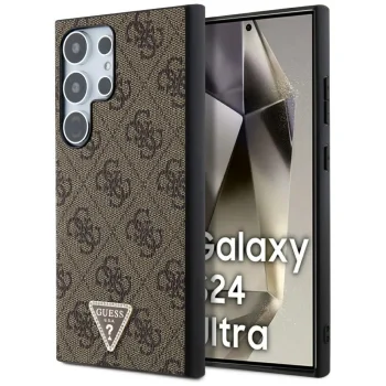 Guess Samsung Galaxy S24 Ultra Case Grip Stand 4G Triangle Strass, Brown