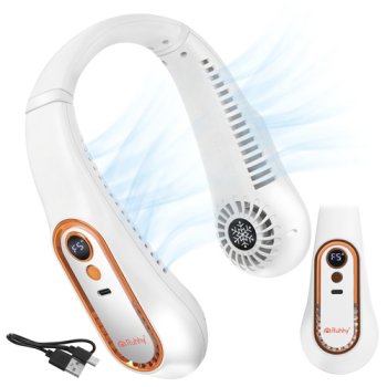 Pārnēsājams bezlāpstiņu kakla ventilators Ruhhy USB-C 5 ātrumi, balts