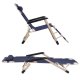 Garden Beach Deck Chair Folding Chair Sunbed with Headrest, Dark Blue