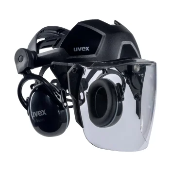 uvex pheos faceguard Face Shield with Earmuffs, 52-64 cm, Black