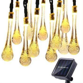 Solar garden string lights, 100 LED bulbs, 10 m, warm white, black