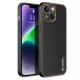 Dux Ducis Yolo iPhone 14 Plus Case, Faux Leather Cover, Black