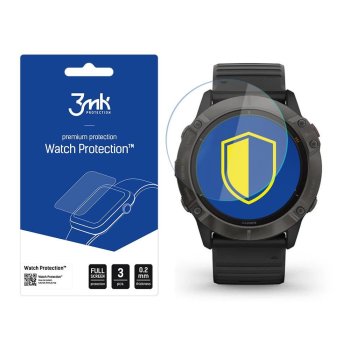 Garmin Fenix 6X Pro 3MK Hybrid Flexible Glass Tempered Watch Screen Protector, 3 pcs.