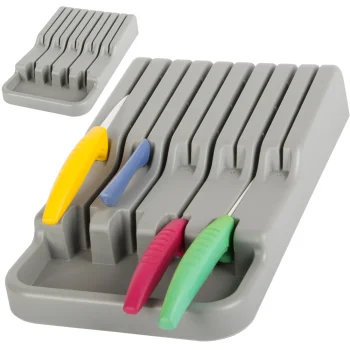 Knife Drawer Organizer, 9 Compartments, Grey