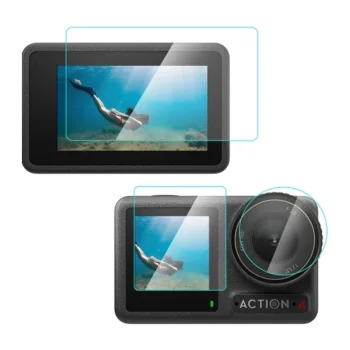 Puluz Tempered Glass Screen Protector Set for DJI Osmo Action 4 PU953T, Clear