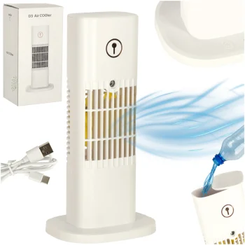Compact Desktop Air Cooler and Humidifier with USB, White