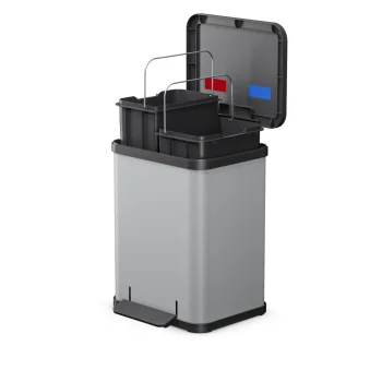 Hailo Öko duo Plus M Pedal Recycling Bin 2 x 9 L, Light Grey Matte
