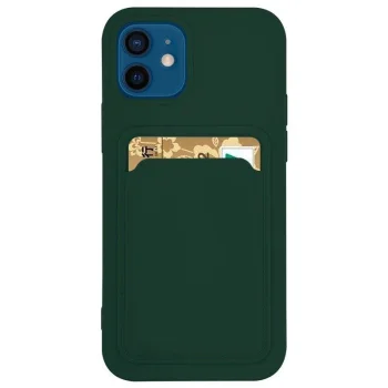 Silicone Case with Card Slot for Samsung Galaxy S21+ 5G, Dark Green