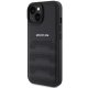 Mercedes iPhone 15 Case AMG Leather Debossed Lines, Black
