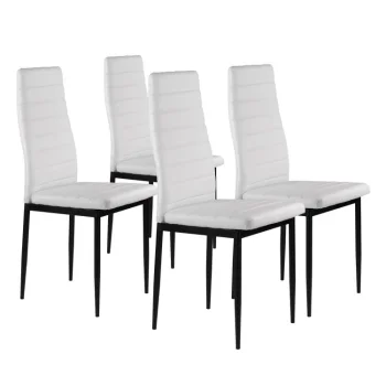 Multistore Set of 4 Dining Chairs, Faux Leather, White