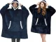 Warm Oversized Hoodie Blanket 2-in-1 with Hood and Pocket, Navy Blue