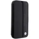 Apple iPhone 14 Pro 6.1\'\' BMW Leather Textured & Stripe Book Case Cover (BMBKP14L22RDPK), Black