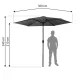 Plonos Folding Garden Parasol with Cover, 300 cm, Graphite