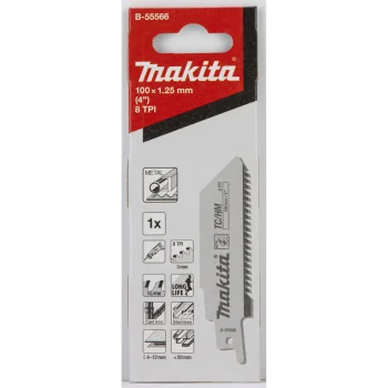 Makita TC 100/8T Reciprocating Saw Blade for Metal, 100 mm, Black