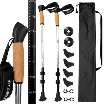 Adjustable Nordic Walking and Trekking Poles, Silver