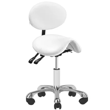 Giovanni 1025 Cosmetic Stool with Backrest, White
