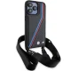 BMW M Edition Carbon Tricolor Lines & Strap Case for iPhone 15 Pro Max - Black