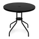Round Patio Table 80 cm with Tempered Glass Top and Umbrella Hole MultiGarden, Black