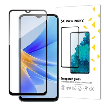 Wozinsky Full Glue Tempered Glass for Oppo A17, 9H Screen Protector, Black Frame