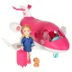 Foldable Doll Airplane with Stewardess and Accessories, Pink