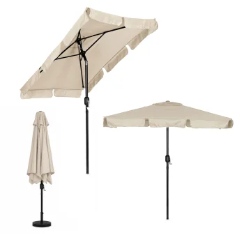 Rectangular Garden Umbrella with Tilt and Crank, 200x130 cm, Beige, MultiGarden