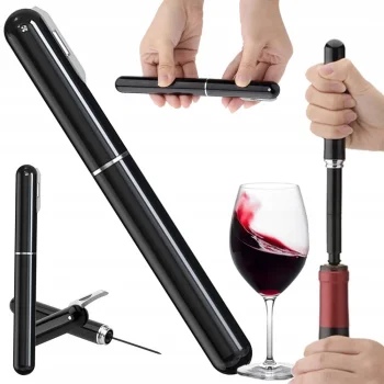 Pneumatic Wine Corkscrew with Foil Cutter, Black
