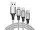 3-in-1 USB Phone Cable (Lightning, Micro USB, Type-C), 1.2m, Silver