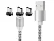 3-in-1 Magnetic Charging Cable Micro USB / Type-C / Lightning, 1m, Silver