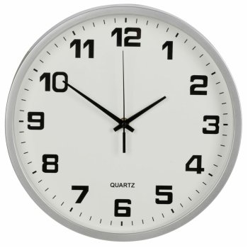Wall Silent Round Clock 30 cm, Silver