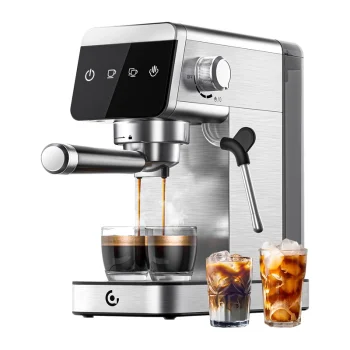AMZCHEF CE-AZ-EM1501-SV Portafilter Coffee Maker, Silver