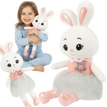 Kruzzel Plush Bunny, 45 cm, White/Pink