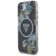 Guess IML Metal Glitter Flowers Triangle MagSafe Case for iPhone 16e, Black